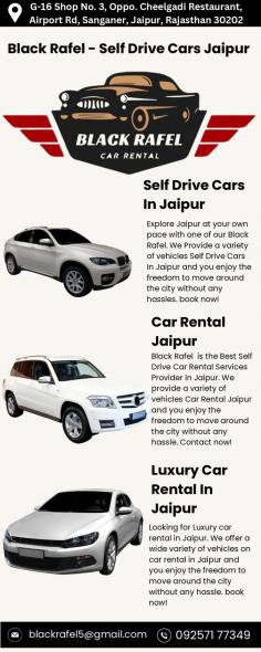 Explore Jaipur at your own pace with one of our Black Rafel rental cars. We provide a variety of vehicles Self Drive Car in Jaipur and you enjoy the freedom to move around the city without any hassles. book now!