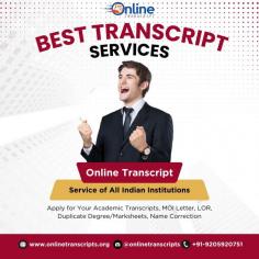 Online Transcript is a Team of Professionals who helps Students for applying their Transcripts, Duplicate Marksheets, Duplicate Degree Certificate ( Incase of lost or damaged) directly from their Universities, Boards or Colleges on their behalf. Online Transcript is focusing on the issuance of Academic Transcripts and making sure that the same gets delivered safely & quickly to the applicant or at desired location. 