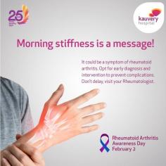 Experiencing Morning Stiffness of Joints especially in the hands could be a sign of Rheumatoid Arthritis. Staying aware of the symptoms and visiting a rheumatologist is essential in managing the same. 
