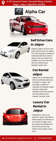 Alpha Car is the Best Self Drive Car Rental Services Provider in Jaipur. We provide a variety of vehicles Self Drive Cars In Jaipur and you enjoy the freedom to move around the city without any hassle. Book Now!