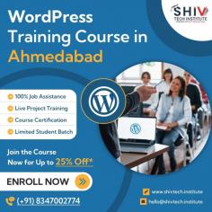 Empower your WordPress career with top-rated WordPress training in Ahmedabad by Shiv Tech Institute. Following are the benefits of joining our course:
- 100% Job Assistance
- Live Project Training
- Course Certification
- Limited Student Batch
Join the course now to avail upto 25%* off!