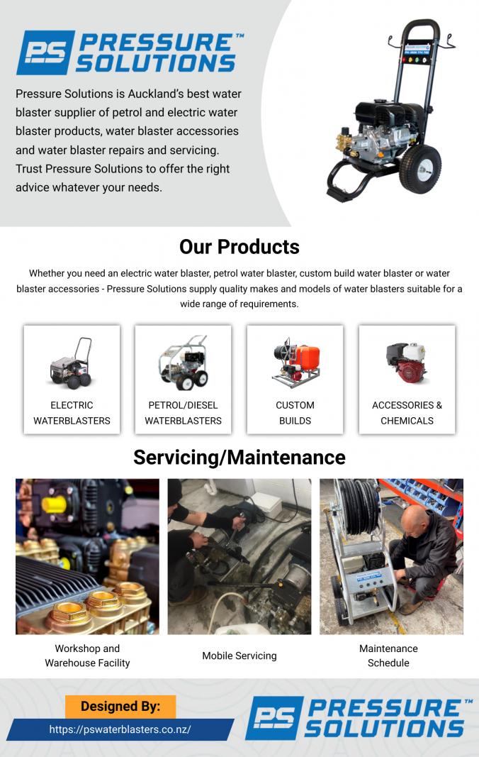 Pressure Solutions has a large workshop and warehouse facility allowing for efficient servicing with a large range of spare parts in stock. This in combination with experienced technicians provides the perfect reason that we should be your chosen service provider when it comes to your pressure cleaning equipment. We work on everything from domestic, light commercial, water blaster maintenance, and industrial equipment to large heavy-duty solutions and offer custom build services to ensure we have everything covered. With our large range of spare parts and variety of equipment for sale, we have what you need for your business or household. We ship all over NZ allowing us to supply whatever it is you need wherever you are in the country.