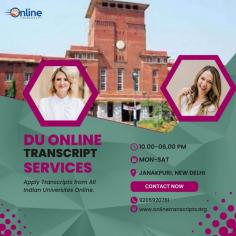 We at Online Transcript providing services of applying transcripts on behalf of Candidates at their respective Universities around the globe. We are visiting multiple times to the Universities for the process of transcript and arranging their transcripts at the short span of time.  Candidate do not require to visit their Universities personally for applying transcript. They just need to provide us their scanned documents and rest of the process will be taken care off by our team.
https://onlinetranscripts.org/transcript/delhi-university/