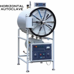 A horizontal autoclave is a specialized piece of equipment used primarily in laboratory settings, medical facilities, and industrial applications for sterilizing materials through the application of high-pressure saturated steam.  Fitted with pressure gauge, safety valve and steam release valve. 