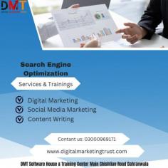 We are providing the services and training of Digital Marketing, Web Development, SEO, SMM, Email Marketing, Facebook Ads, Google Ads, Content Writing and Social Media Optimization based in Pakistan and all over world. For further information visit our website.www.digitalmarketingtrust.com
Contact us.03000969171                                                                                                                                   