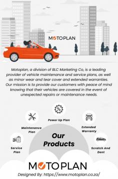 Motoplan, a division of BLC Marketing Co, is a leading provider of vehicle maintenance and service plans, as well as minor wear and tear cover and extended warranties. Our mission is to provide our customers with peace of mind knowing that their vehicles are covered in the event of unexpected repairs or maintenance needs.