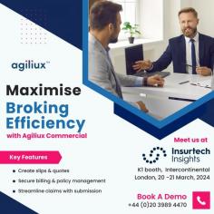 Explore cutting-edge insurance broking management software tailored for the UK market. Discover how Agiliux's London Market solution enhances efficiency, streamlines operations, and maximizes productivity for insurance brokers. Revolutionize your brokerage processes with advanced technology. Visit https://www.agiliux.com/london-market/ for more information.