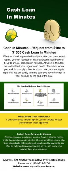 Get Instant Cash Advance In Minutes | Cash Loan In Minutes

Check out for an Instant Cash Advance In Minutes? Then contact the Cash in Minutes website; they are a leading lender that offers fast, fair, and straightforward 

Visit: https://mycashinminutes.com/
