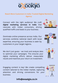 
Attract Indian customers with targeted digital marketing campaigns. Our experts in SEO, social media, and content creation will help your business thrive online. Get a free quote today!