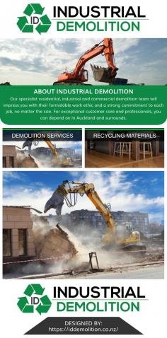 Our specialist residential, industrial and commercial demolition team will impress you with their formidable work ethic and a strong commitment to each job, no matter the size. For exceptional customer care and professionals, you can depend on in Auckland and surrounds.