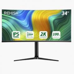 Boost your gaming encounters! Take in all the action with the 34-inch, 100Hz QHD IPS curved gaming monitor from Rehisk, the RE-344KV1. Unleash breathtaking imagery and flawless acting."