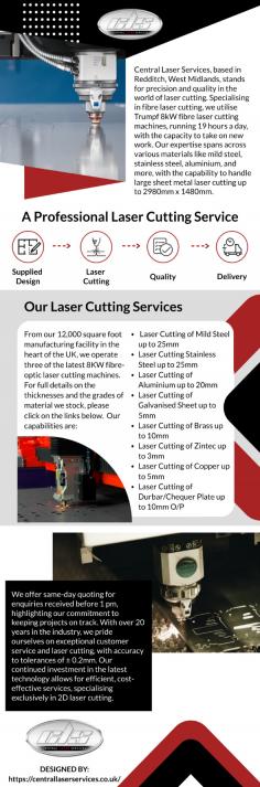 Central Laser Services is a no nonsense laser cutting company servicing manufacturers, OEMs and the trade since 2003. We believe in investing in the latest equipment and systems to streamline and speed up the process of programming, cutting, checking and shipping 2D laser cut profiles. Our ethos is to never promise something we can't deliver and to then keep those promises. Our daily mantra is ‘On time, on budget, and on-spec!’.