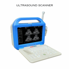 An ultrasound scanner, also known as an ultrasound machine or sonography machine, is a medical device used for diagnostic imaging to visualize internal body structures and organs using high-frequency sound waves. Back lit key board. 