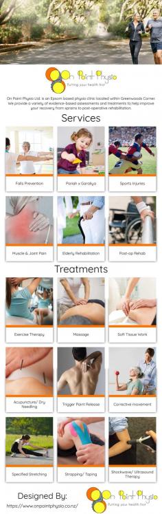We offer a wide range of treatments and services to help you with a variety of aches, pains, strains, and dysfunctions. Our ACC accredited Physiotherapists are highly trained, experienced and certified to bring you the best treatment and services we can offer.