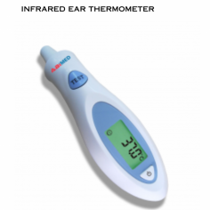 An infrared ear thermometer, also known as a tympanic thermometer, is a medical device used to measure body temperature quickly and accurately by detecting infrared radiation emitted from the eardrum. Measurement via ear. 
