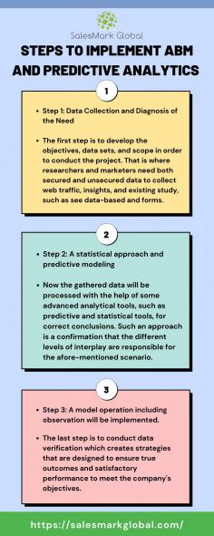 The industry is marked by very fierce competitions and in this scenario the product and brand based marketing will not cut it. Thus, marketers have moved to account based marketing (ABM). Hence, the ABM strategy narrows down your lead focus by allowing you to be more granular with them at a personalized level with the help of messages targeted at specific accounts. Nevertheless, the entire business can start with the revelation of working prognosis which may predict the results and help in reinforcement of your ABM and predictive analytics activities.