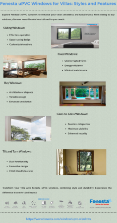 Discover Fenesta's UPVC window solutions tailored for villas. From sliding to bay windows, each style offers functionality and elegance. Enjoy seamless integration, enhanced ventilation, and easy maintenance, elevating your villa's charm and comfort with Fenesta. Visit https://www.fenesta.com/window/upvc-windows