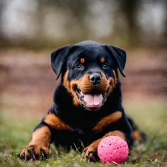 The Rottweiler, a robust and powerful breed, exudes an air of strength and loyalty. With a broad skull, strong jawline, and muscular build, they command attention and respect. Their distinctive black coat, accented with rich mahogany markings, adds to their imposing presence.

