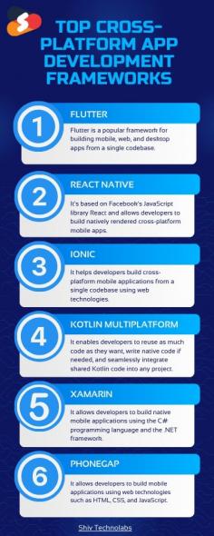 Discover the top cross-platform app development frameworks with our insightful infographics. Explore the technologies that efficiently empower developers to create versatile apps across multiple platforms. Go through our visual presentation and leverage the cross-platform app development services. 
