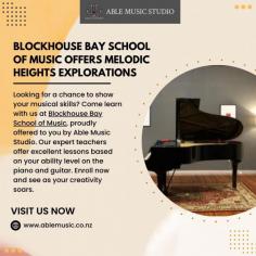 Looking for a chance to show your musical skills? Come learn with us at Blockhouse Bay School of Music, proudly offered to you by Able Music Studio. Our expert teachers offer excellent lessons based on your ability level on the piano and guitar. Enroll now and see as your creativity soars.
Visit: http://www.ablemusic.co.nz/