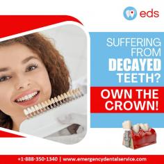 Decayed Teeth? | Emergency Dental Service

Are you suffering from decayed teeth? Don't let the pain and discomfort hold you back. Own the crown and take care of your oral health.  Emergency Dental Service is here to treat you quickly and effectively to ensure you can return to your pain-free life. Say goodbye to decay and hello to a healthy, beautiful smile with our expert care. Schedule an appointment at 1-888-350-1340.