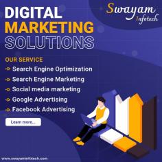 Swayam Infotech is the best Digital Marketing Company in Rajkot, India. Our Digital Marketing 
strategy will help to boost your business growth and reach. Elevate your digital presence with our Digital Marketing Agency in Rajkot. As a leading Digital Marketing Company in Rajkot. Our skilled digital marketing executives will develop highly effective strategies to achieve better outcomes; we understand that the best results can only be achieved when the right people work on the right projects.