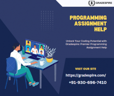 Struggling with your programming assignments? Look no further than Gradespire! Our platform offers top-notch programming assignment help, providing comprehensive support for students at every skill level. Whether you're grappling with Java, Python, C++, or any other language, our expert tutors are here to guide you through the complexities and ensure your success. Say goodbye to stress and hello to top grades with Gradespire's personalized programming assistance. Get started today and elevate your programming prowess!

Visit Our Site : https://gradespire.com/online-programming-assignment-help/