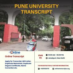 Online Transcript is a Team of Professionals who helps Students for applying their Transcripts, Duplicate Marksheets, Duplicate Degree Certificate ( Incase of lost or damaged) directly from their Universities, Boards or Colleges on their behalf. We are focusing on the issuance of Academic Transcripts and making sure that the same gets delivered safely & quickly to the applicant or at desired location. We are providing services not only for the Universities running in India,  but from the Universities all around the Globe, mainly Hong Kong, Australia, Canada, Germany etc.
https://onlinetranscripts.org/transcript/pune-university-transcript-online/