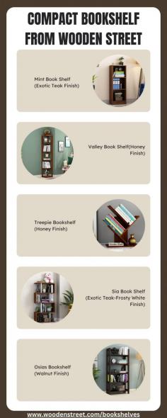 Buy Compact space saving wooden Bookshelf online From Wooden Street