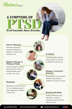 Reflect within, as you learn about symptoms of PTSD. From intrusive memories to avoidance, hyperarousal, and mood changes, understand the complexities of this condition affecting mental health and well-being. For more visit: https://reflectwithin.in/trauma/