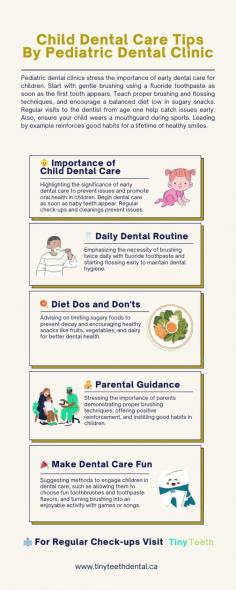 Pediatric dental clinics stress the importance of early dental care for children. Start with gentle brushing using a fluoride toothpaste as soon as the first tooth appears. Teach proper brushing and flossing techniques, and encourage a balanced diet low in sugary snacks. Regular visits to the dentist from age one help catch issues early. Also, ensure your child wears a mouthguard during sports. Leading by example reinforces good habits for a lifetime of healthy smiles.