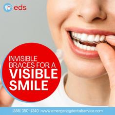 Visible Smile | Emergency Dental Service
Transform your smile quietly with invisible braces—the solution for a bright smile.  Enjoy the power of hidden perfection and let your confidence show through every smile with invisible braces for a visible makeover. Say goodbye to standard metal braces and hello to a clear route to a straighter, brighter smile. Schedule an appointment at 1-888-350-1340.