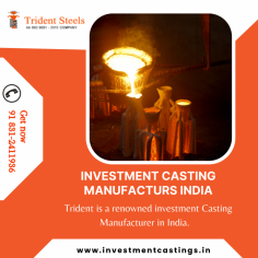 Trident Steels has 23+ years of experience and is one of the leading Investment casting manufacturer and exporters of a comprehensive range of SS Investment Castings, Metal Investment Castings and Stainless Steel Casting Parts that are widely used in the automobile, bottling, aerospace, gauges, instrumentation industry etc.
