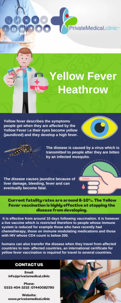 The Yellow Fever vaccination is highly effective at stopping the disease from developing. It is effective from around 10 days following vaccination. It is however a live vaccine which is restricted therefore to people whose immune system is reduced for example those who have recently had chemotherapy, those on immune modulating medications and those with HIV whose CD4 count is below 200.

See more: https://www.privatemedical.clinic/yellowfever-vaccination-clinic
