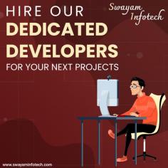 Hire dedicated web & app developers and programmers from Swayam Infotech to convert your business ideas into a reality. Contact us and Discuss your project now. You can hire one of our devoted professionals individually and do your task without the difficulties of establishing a business or office in your nation. Looking to hire dedicated developers from India? We have a team of expert web and mobile app developers for hire on a full-time, part-time, or hourly basis.