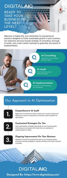 Elevate your business with our expert artificial intelligence consulting services, carefully developed based on industry best practices and our own unique framework.
Partner with Digital AIQ for unmatched AI consulting and implementation for small businesses. We are committed to providing an AI strategy that drives significant cost savings and delivers a strong return on investment for SMEs.