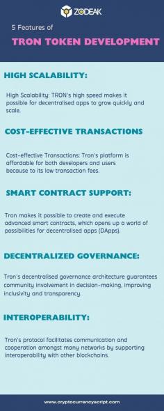 
TRON token creation unlocks the power of blockchain innovation! Learn about five essential aspects for faster development and adoption: increased security, customisable tokenomics, outstanding efficiency, effortless integration, and interoperability. Explore TRON's vision for the future of decentralized money.

Know more https://www.cryptocurrencyscript.com/tron-token-development 

