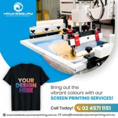 Get your brand noticed with Hawkesbury Screen Printing & Embroidery's expert custom printing services. Our team uses state-of-the-art equipment and techniques to produce high-quality screen prints, embroidered garments, and more. From business uniforms to promotional products, we can help you create a lasting impression. Call us today at 02 4571 1151 to discuss your project and get a quote.