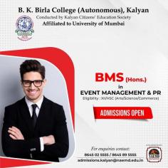 Kickstart your exciting journey into the events industry and get ready for better career opportunities by pursuing BMS (Hons.) in Event Management and PR, offered by B K Birla College, Kalyan., in collaboration with NAEMD - @naemdinstitute.

For more information contact 8645025555 or 8645895555

Visit more Bachelor's courses related: https://www.naemd.com/bba-event-management-courses-in-kalyan.html