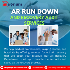 Examine the importance of accounts receivable (AR) run down and recovery audits to maximize revenue for healthcare organizations. Learn how Imagnum Healthcare Solution’s specialized services streamline the recovery process and optimize cash flow to ensure payment discrepancies are properly resolved.


Company: iMagnum Healthcare Solutions

Visit: https://www.imagnumhealthcare.com/services/ar-run-down-and-recovery-audit


Address: 26077 Nelson Way, Unit#502, Katy, Tx 77494