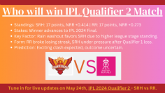 Get ready for the high-stakes clash in IPL 2024 Qualifier 2 between SRH and RR. Who will secure a spot in the final? Stay updated and catch all the action and Play on Vision11 Don't miss out - follow now!