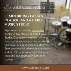 Explore an outstanding drum class Auckland has offered at Able Music Studio. Our expert teachers will help you on your musical journey, whatever your level of experience as a drummer. Start your musical adventure nowadays and tap into your capacity! Book your spot now and drum your manner to success.
Visit: http://www.ablemusic.co.nz/group-classes.html