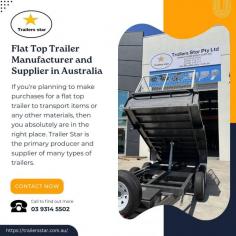 If you're planning to make purchases for a flat top trailer to transport items or any other materials, then you absolutely are in the right place. Trailer Star is the primary producer and supplier of many types of trailers. Therefore, feel free to get in touch with our income group if you require a trailer for your purposes related to creation, agriculture, or transportation; we're ready to assist you.
Visit: https://trailersstar.com.au/product-category/flat-top-trailers/
