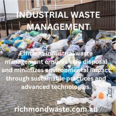 Industrial Waste Management at Richmond Waste Solutions ensures efficient disposal of commercial waste, prioritizing sustainability and compliance. Our tailored solutions optimize resource recovery, minimize environmental impact, and uphold regulatory standards, fostering a cleaner, greener future."