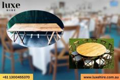 Whether you're organizing a corporate conference, a wedding reception, or a casual backyard barbecue, we have the perfect tables to complement your event and also provide table hire services. From sleek and modern designs to rustic and vintage styles, our diverse range ensures that you find the ideal table to suit your theme and preferences. Trust Luxe Hire for impeccable service and top-notch tables that elevate your event to the next level.

Visit: https://luxehire.com.au/bar-table-hire-sydney/