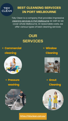 Tidy Clean is a company that provides impressive cleaning services in Port Melbourne as well as we cover whole Melbourne. At reasonable costs, we offer various types of best cleaning services. We are here to make your work-life balance easy by reducing the cleaning workload. Our services are being provided in Melbourne and its near by cities. 
https://tidyclean.com.au/
