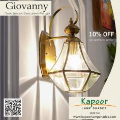 Add a touch of timeless charm to your home with the Giovanny Classic Brass and Glass Lantern Wall Light. Perfect for both indoor and outdoor spaces, this fixture blends vintage style with modern craftsmanship to create an inviting and sophisticated ambiance. Enhance your home’s charm with the Giovanny Lantern Wall Light. Get 10% off on Website orders.