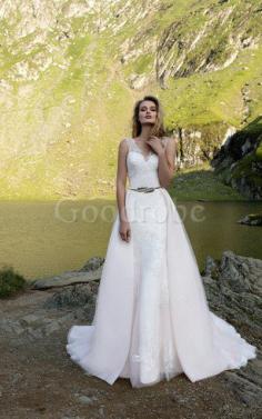 Robe de mariée longue naturel textile en tulle de traîne courte longueur au ras du sol