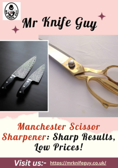 Seeking a dependable Manchester scissor sharpener? Your search ends here! Mr Knife Guy specializes in professional sharpening services for various types of scissors in Manchester. Our skilled techniques will rejuvenate the sharpness of your scissors, returning them to their original quality. Count on Mr Knife Guy for premium sharpening solutions to maintain the peak performance of your tools. Reach out today for superior Manchester scissor sharpening service!