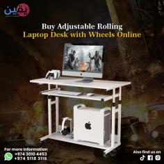 Buy Adjustable Rolling Laptop Desk with Wheels Online in Qatar from Yaqeentrading.com only at QAR: 169. This is a great standing desk for those who are suffering from constant neck pain. Use it in addition to a regular desk; it offers more space and flexibility with sitting and standing. For those who need a mobile desk that can fit on the bedside, this is exactly what you want. It will be very helpful when working from home and will give you the ability to move around the house. It works well as a laptop table, for doing puzzles, eating while watching TV, etc.  
✓45x80x80 ✓ Fast Delivery ✓ White, Black, Brown

DM on WhatsApp:  +97430104453
Buy now at: https://yaqeentrading.com/buy-adjustable-rolling-laptop-desk-with-wheels/
